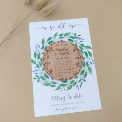 magnet save the date en bois calendrier