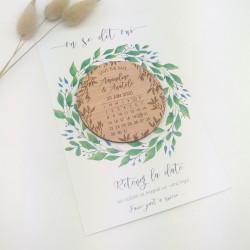 magnet save the date en bois calendrier