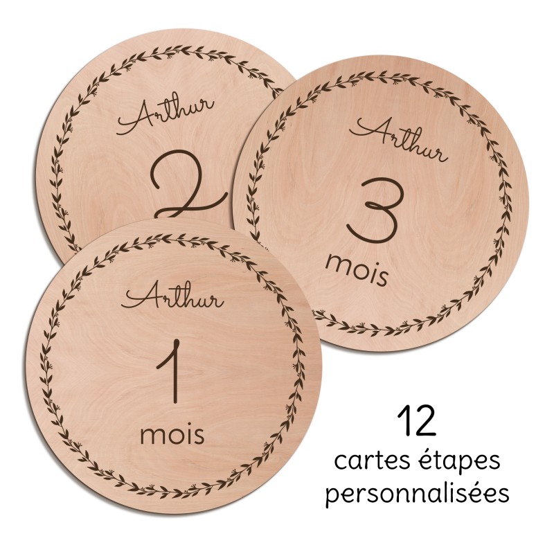 CARTES ÉTAPES EN BOIS - 1 À 12 MOIS