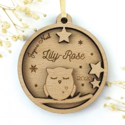 boule personnalisée premier noel bebe hibou