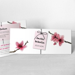 faire-part mariage chic fleur rose aquarelle