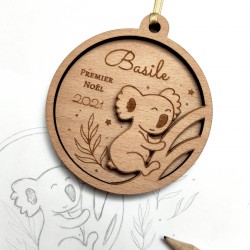 boule de noel koala en bois