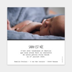 Faire-part naissance moderne photo bébé