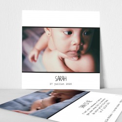 Faire part naissance grande photo recto verso chic