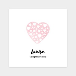 faire part naissance coeur rose aquarelle