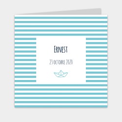 faire part de naissance bateau marin rayure bleu