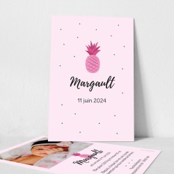 faire part de naissance ananas rose triangle