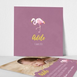 Faire part de naissance flamant rose aquarelle