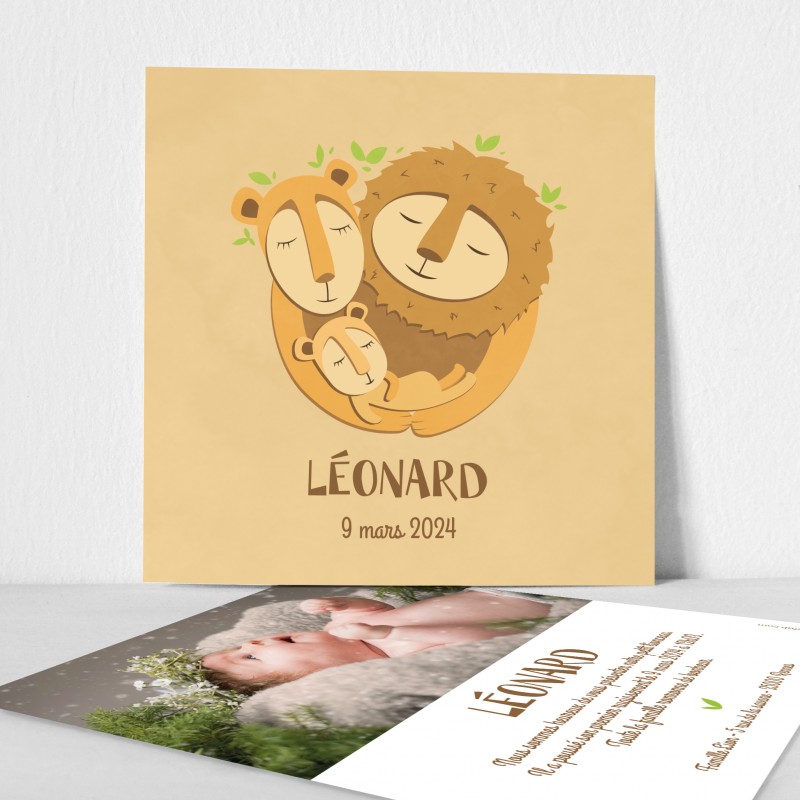 faire part de naissance lion savane