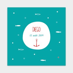 faire part naissance vert mer poisson