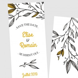 Faire part mariage save the date feuillage