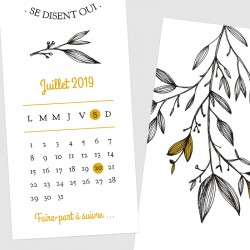 save the date mariage calendrier thème végétal