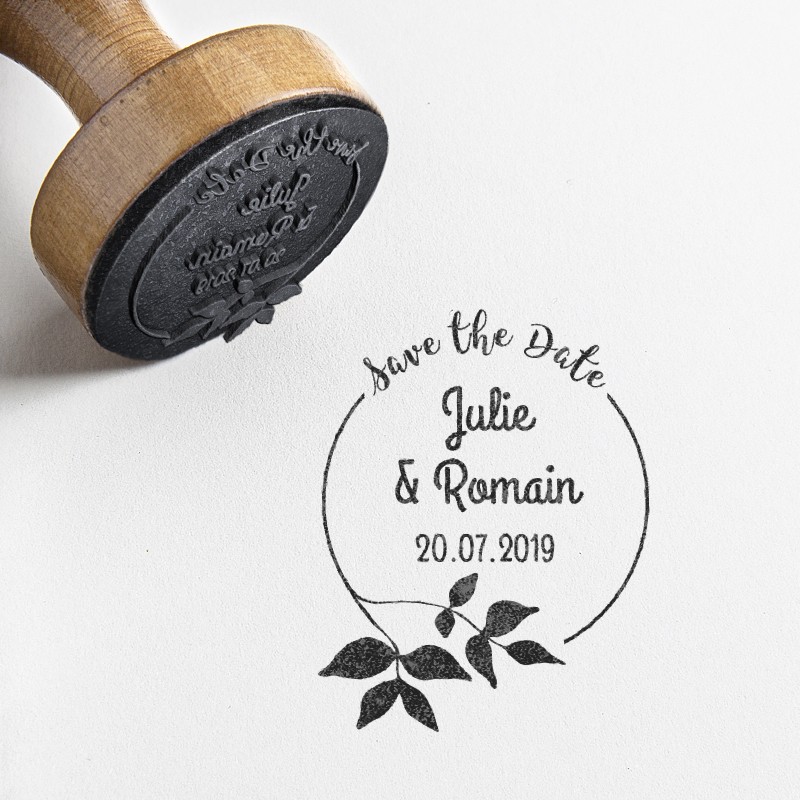tampon save the date mariage feuillage