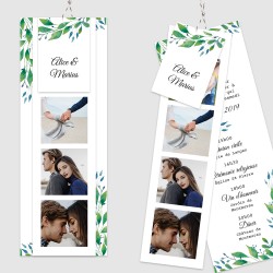 Faire part mariage photomaton marque page aquarelle bucolique