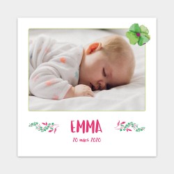 faire part naissance original feuille rose