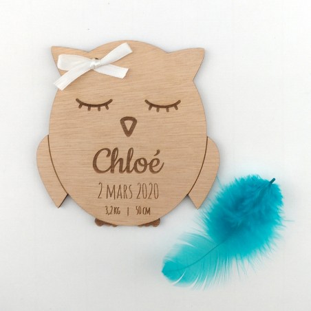 Chouette Faire Part Naissance En Bois Poppiz Fab