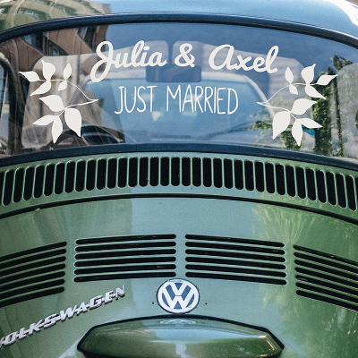 Stickers sur-mesure pour la voiture des mariés